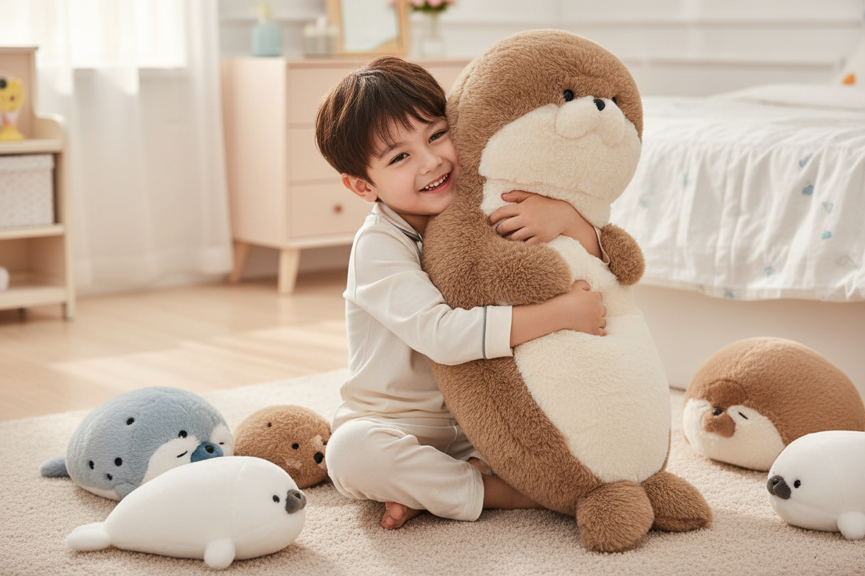 Boy Playing with Plush Toy