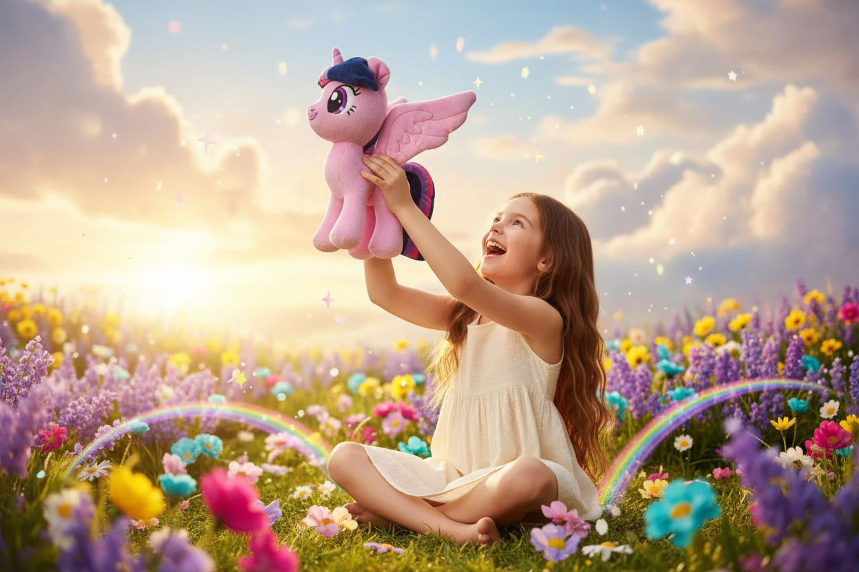 Girl Playing with Twilight Sparkle Plush